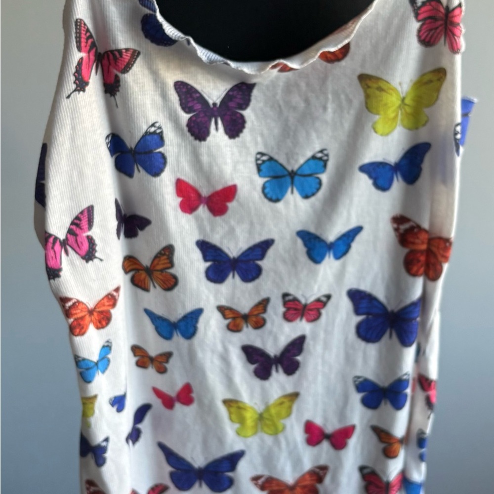 Butterfly Print Sleeveless Top Mini Dress